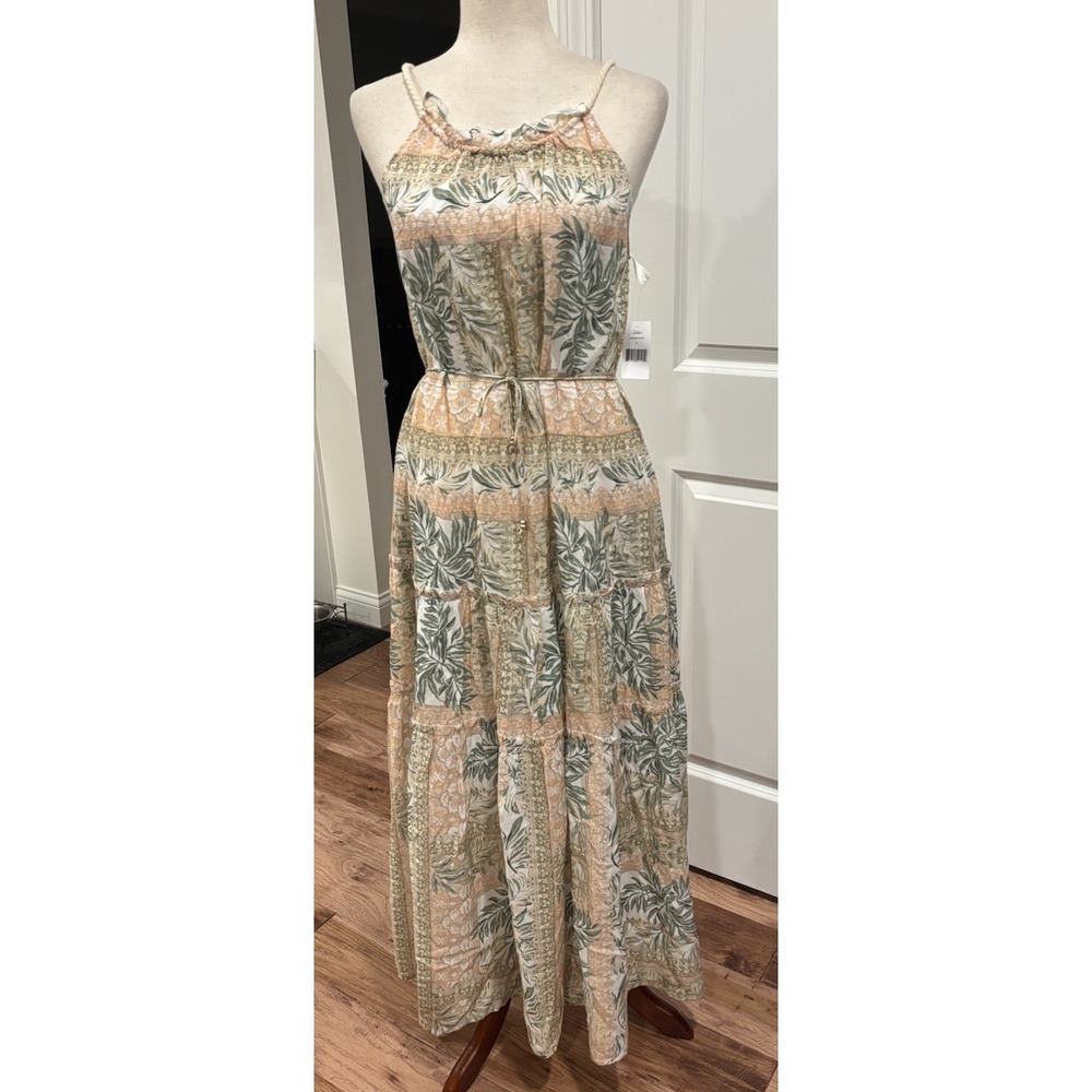 NWT Kivari Women's Behati Palm-Print Halter Maxi Dress Size Small